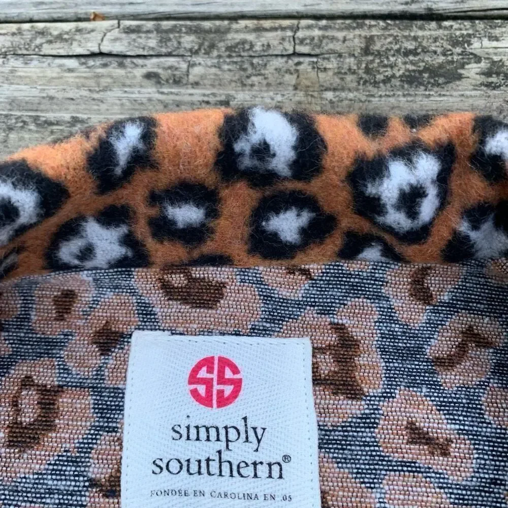 Simply Southern Leo Shacket Leopard Print, pockets, button up, 2XL - Picture 5 of 7